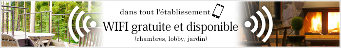 WIFI gratuite et disponible dans tout l'établissement (chambres, lobby, jardin)